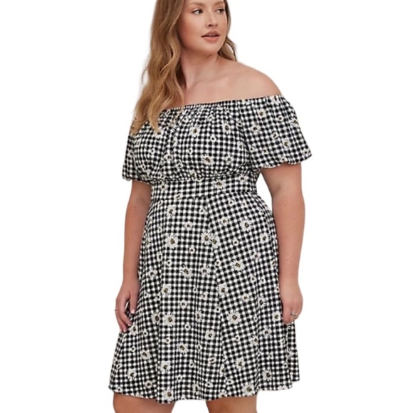 Torrid Mini Textured Knit Puff Sleeve Skater Dress - Picture 1 of 3